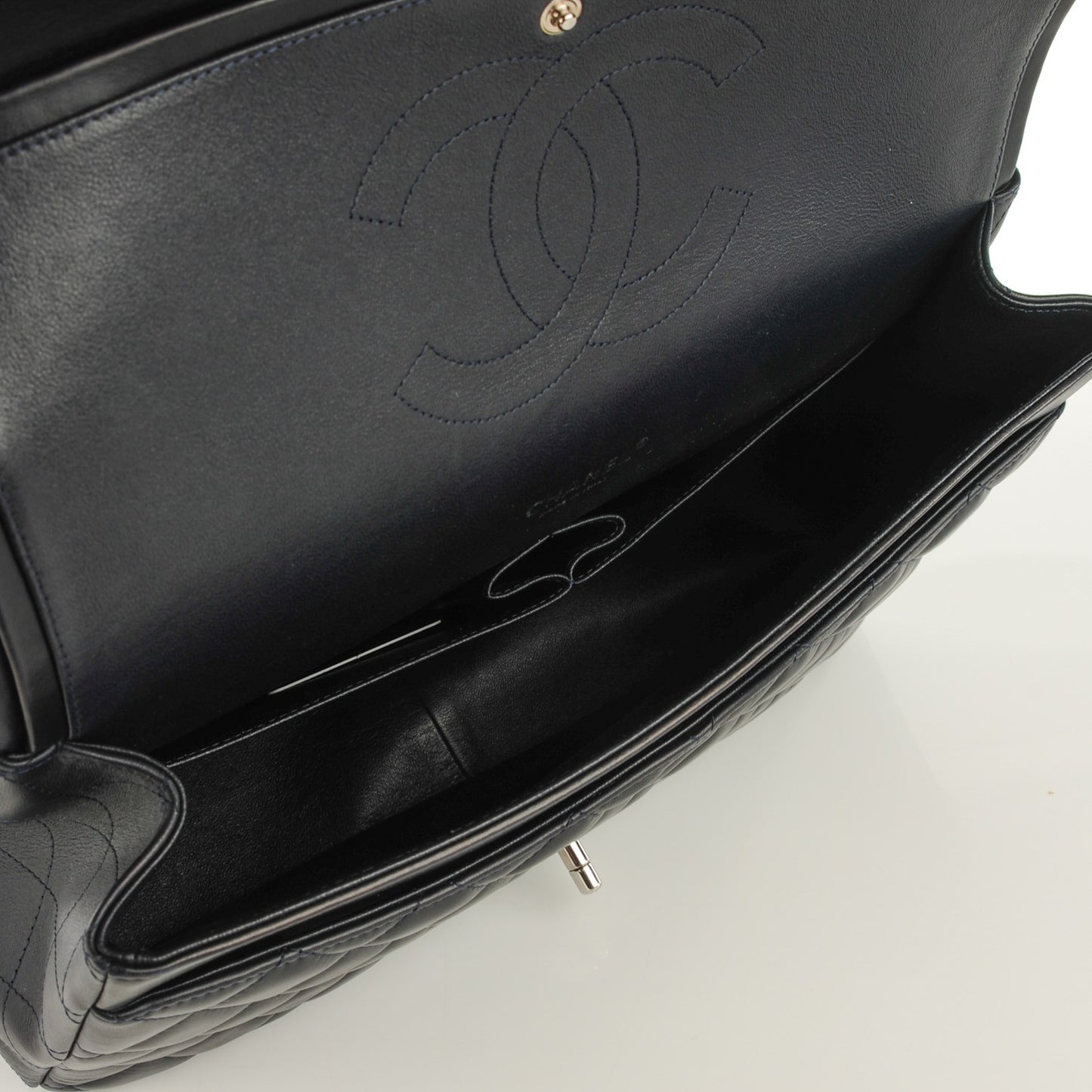Lambskin Quilted Maxi Double Flap Navy