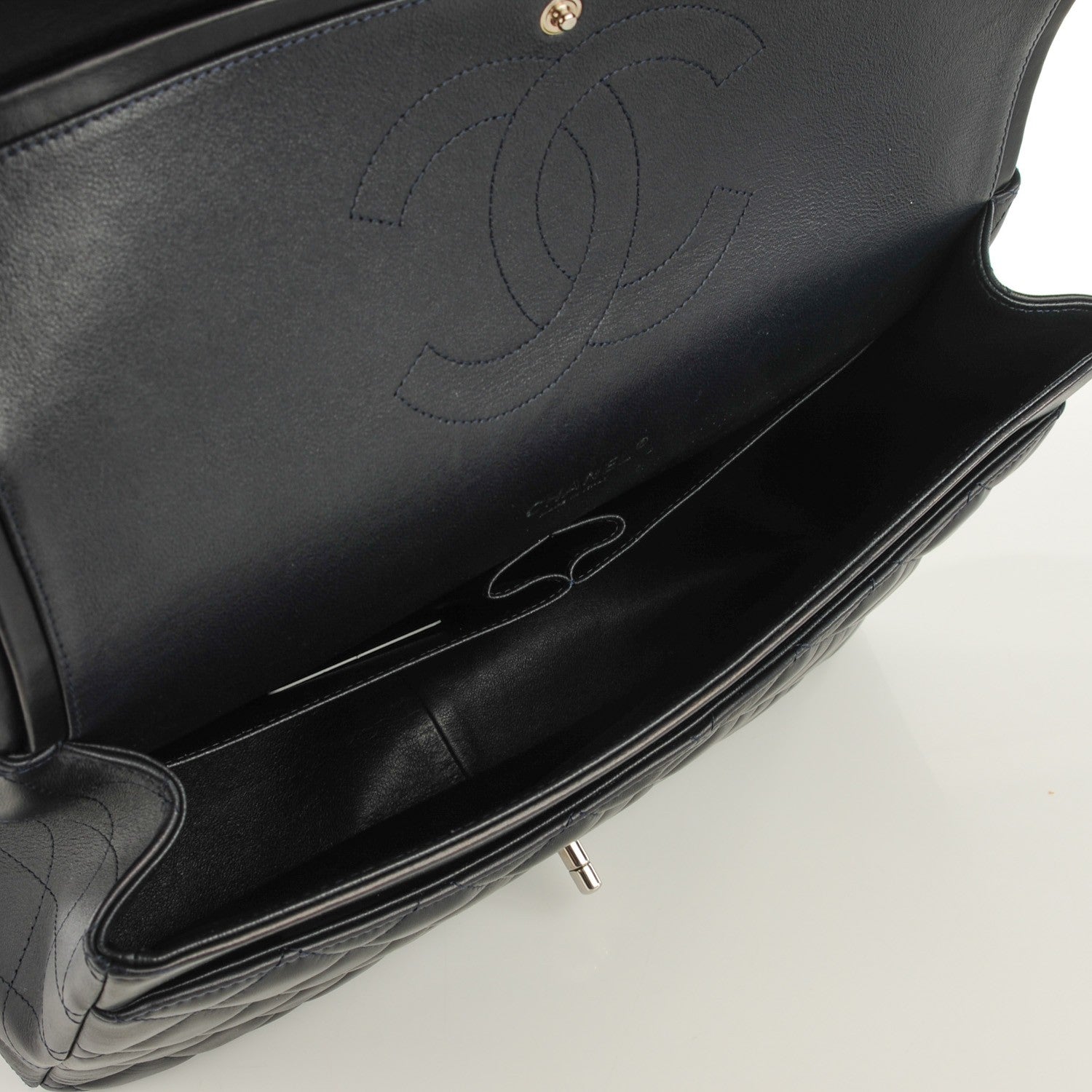 Chanel Lambskin Quilted Maxi Double Flap Navy 9 of 9