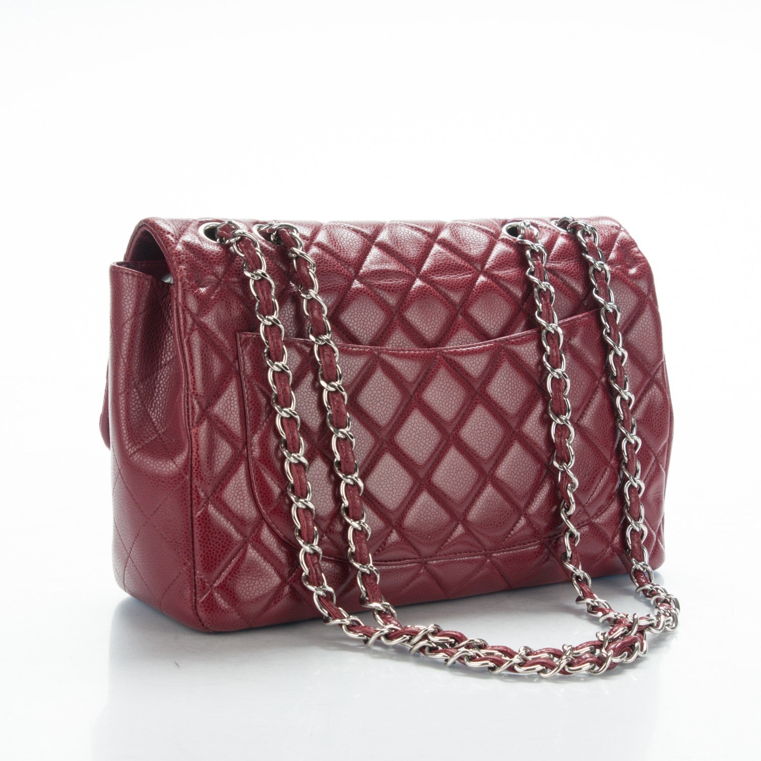 Chanel Caviar Quilted Jumbo Single Flap Dark Red 3 of 7