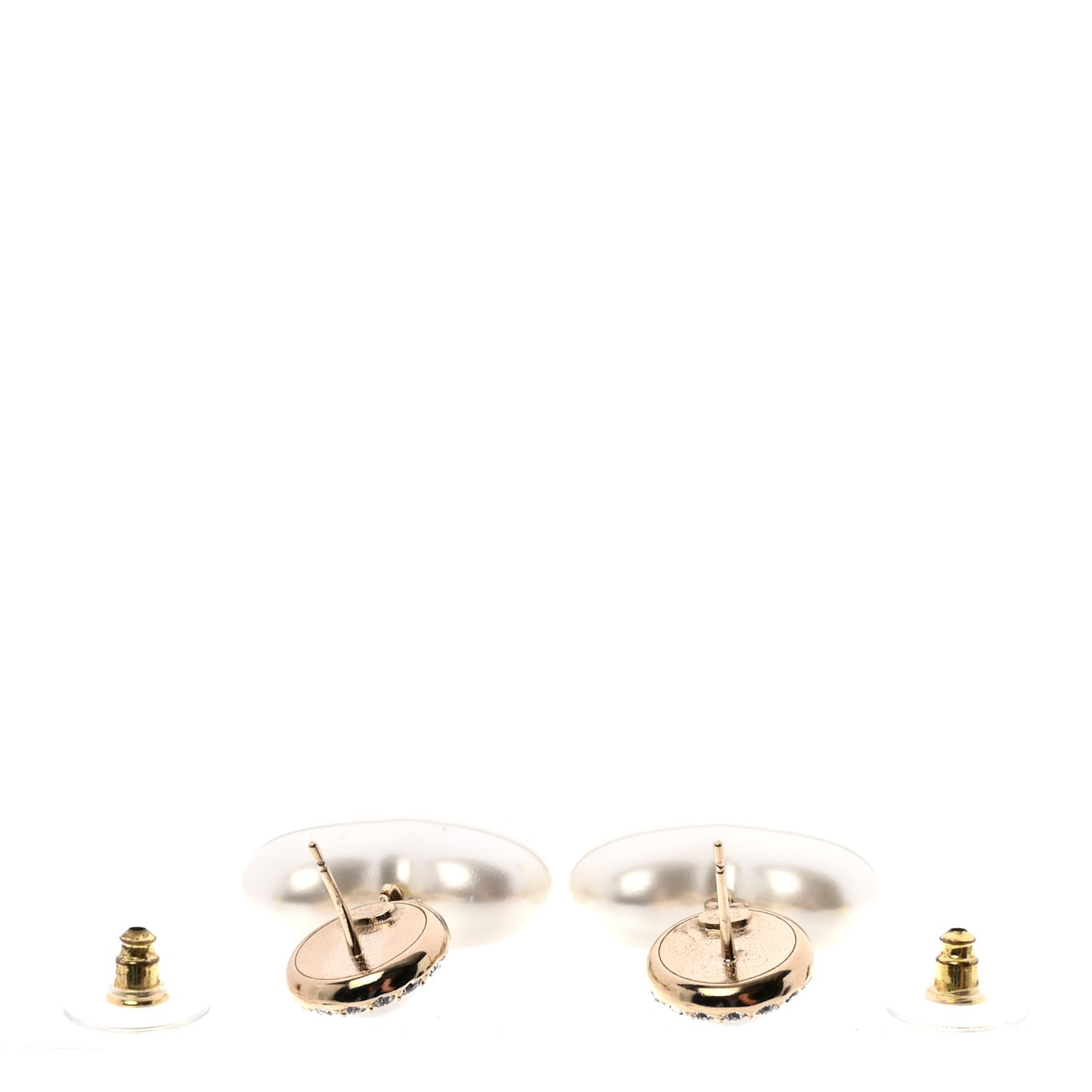 Pearl Crystal CC Heart Drop Earrings Gold