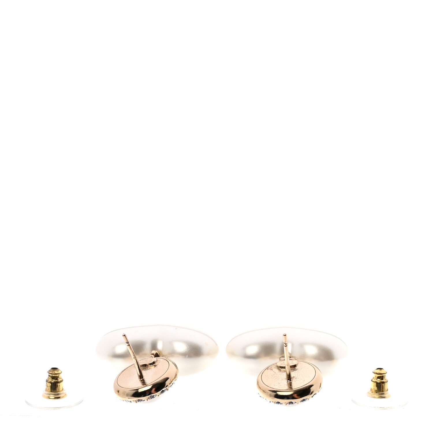 Chanel Pearl Crystal CC Heart Drop Earrings Gold 4 of 6