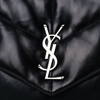 Saint Laurent Lambskin Quilted Medium Loulou Puffer Monogram Chain Satchel Black 8 of 10