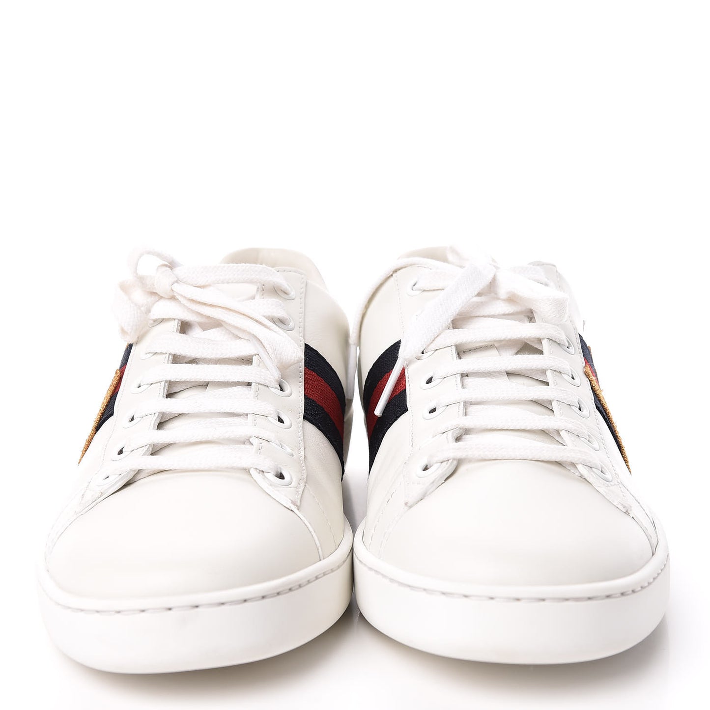 Calfskin Nappa Web LOVED Embroidered Womens Ace Sneakers 40 White Red Flame Notte
