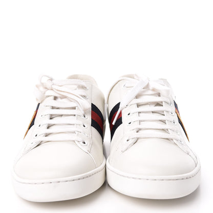 Gucci Calfskin Nappa Web LOVED Embroidered Womens Ace Sneakers 40 White Red Flame Notte 2 of 11