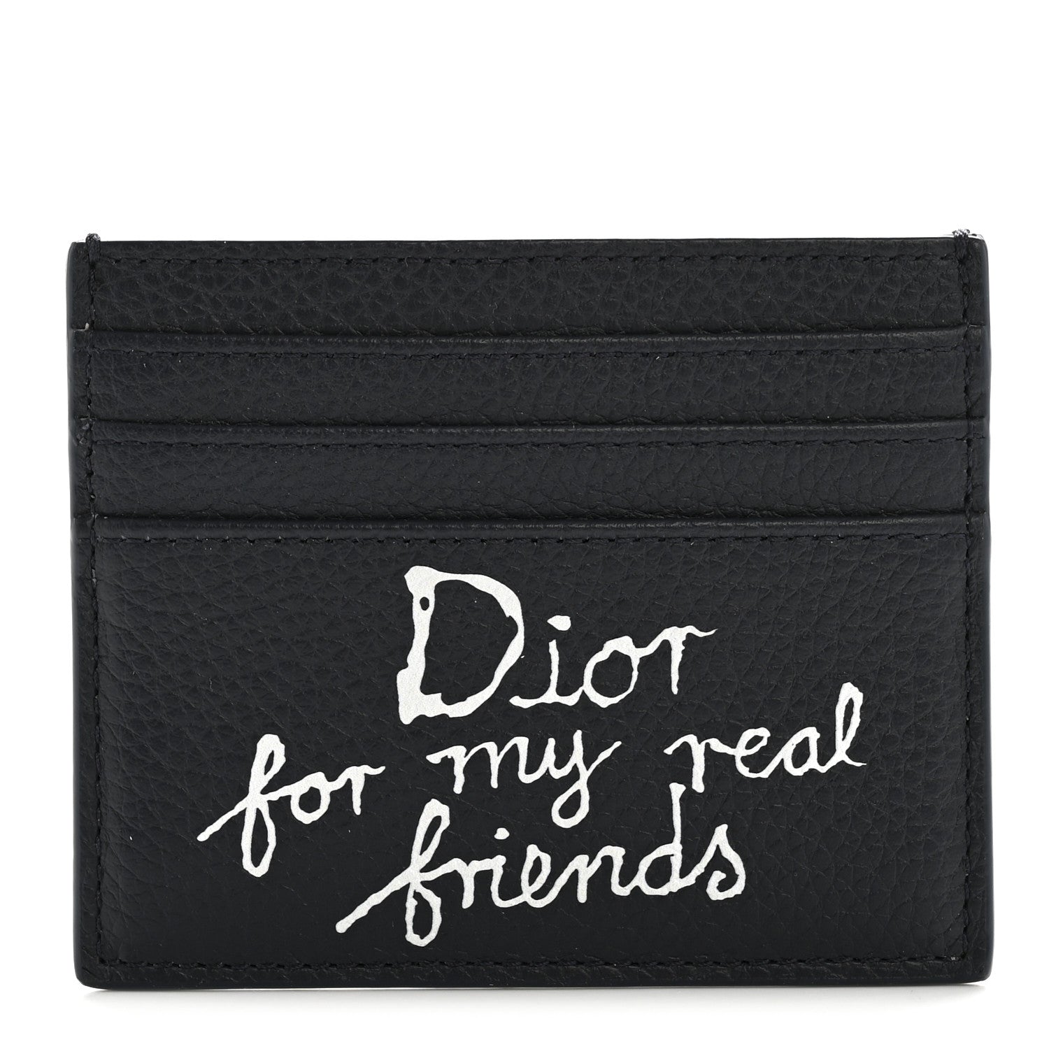 ディオール DIOR DIOR AND HYLTON NEL CARD CASE Christian Dior X HYLTON NEL Grained Calfskin Logo Card Holder Navy