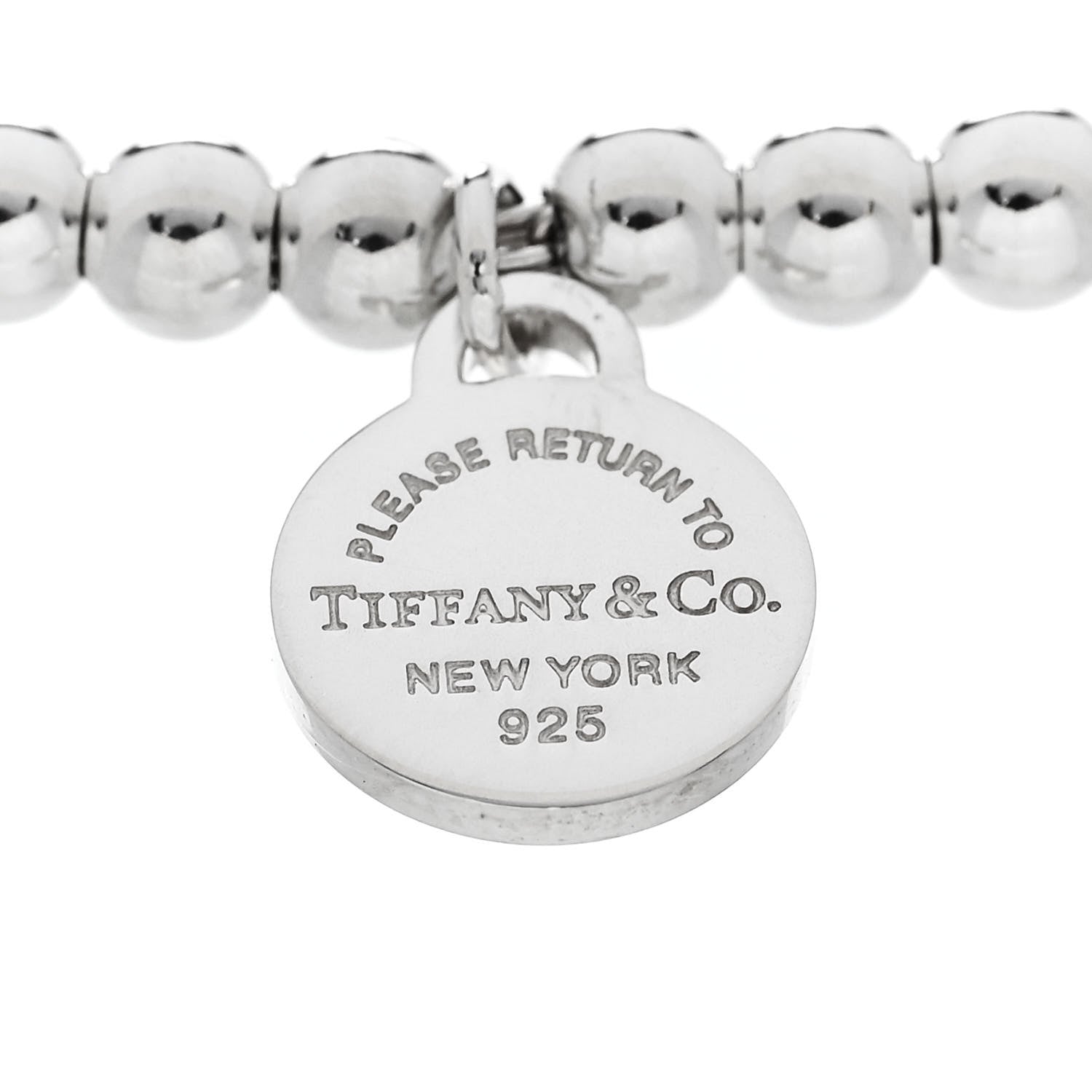 Tiffany Sterling Silver Enamel 4mm Love Heart Tag Bead Bracelet Blue 3 of 7