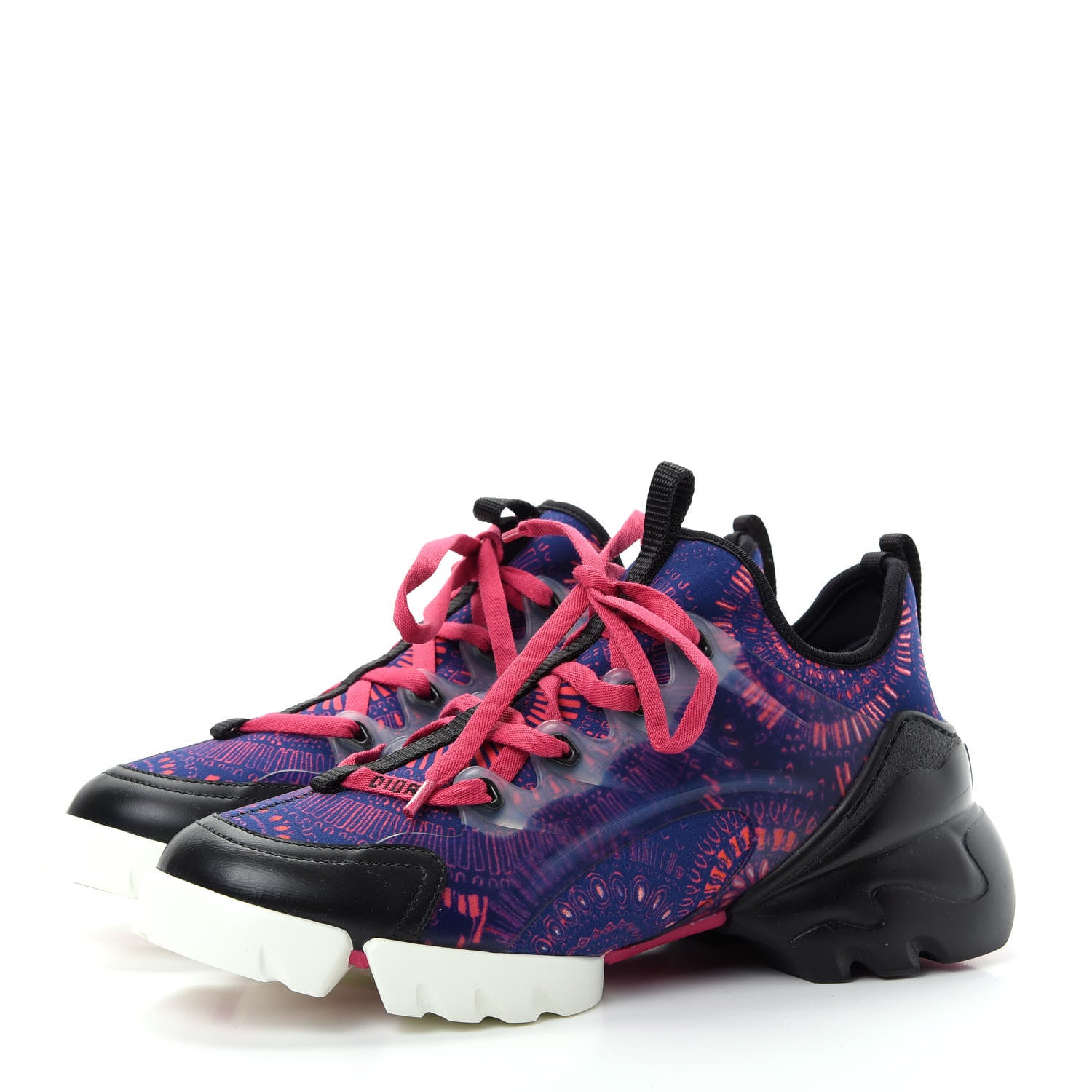 Christian Dior Technical Fabric Fireworks Print Womens D-Connect Sneakers 37 Deep Blue Fuxia 3 of 10