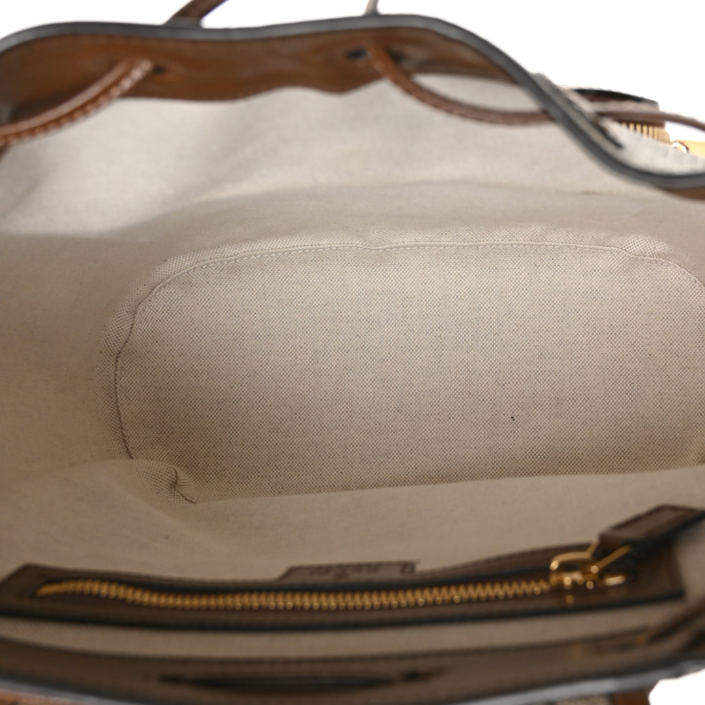 GG Supreme Monogram Azalea Calfskin Retro Interlocking G Buckle Backpack Beige Ebony Brown Sugar