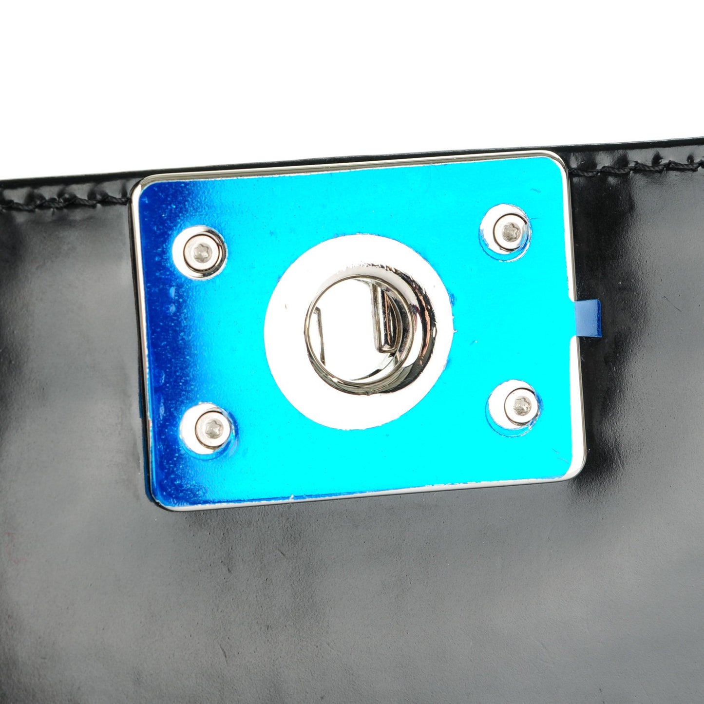 Glazed Calfskin Large Boy Flap Black