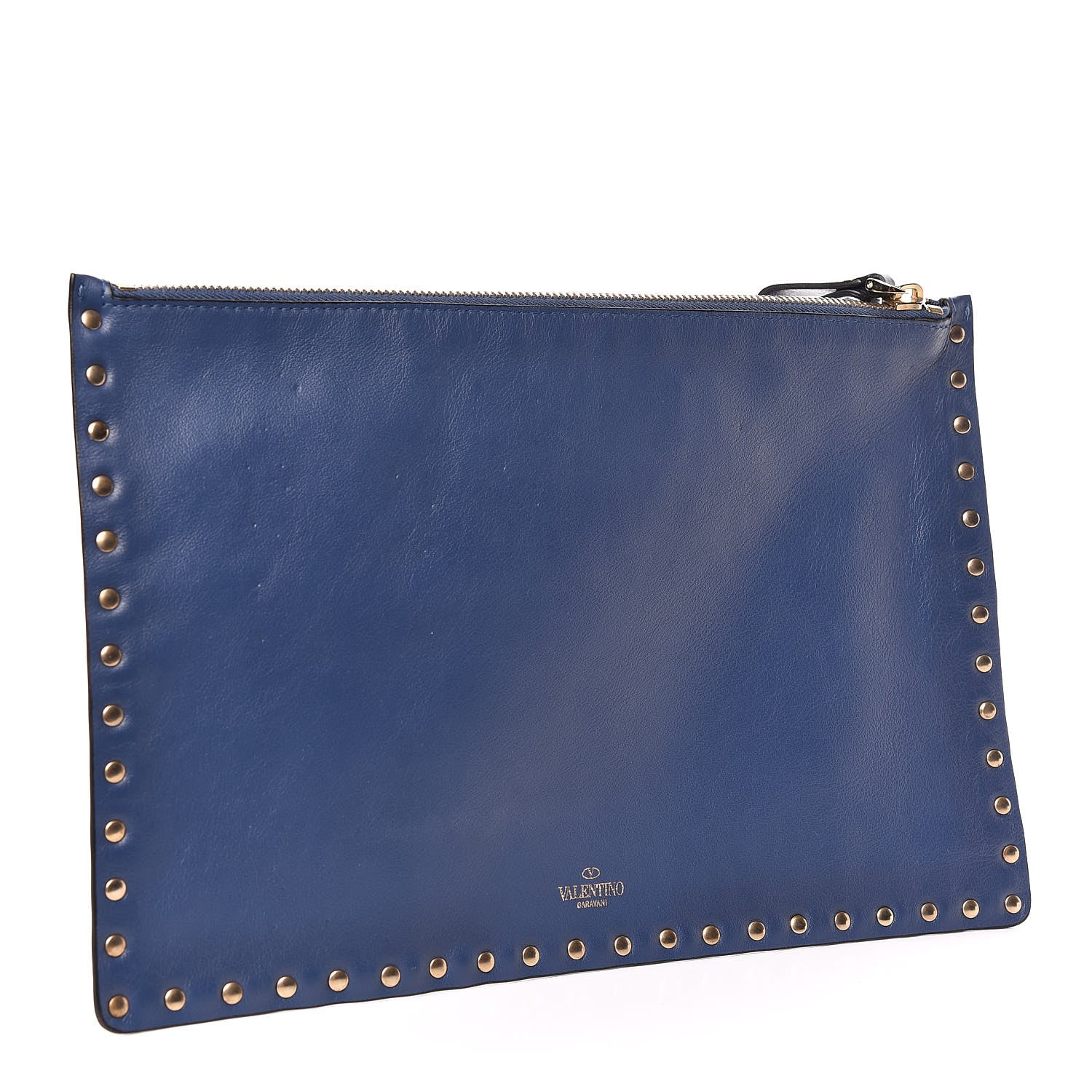 Valentino Garavani Vitello Large Rockstud Zip Pouch Indigo 3 of 9