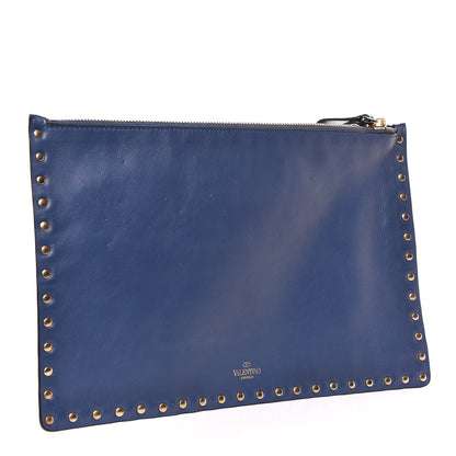 Valentino Garavani Vitello Large Rockstud Zip Pouch Indigo 3 of 9