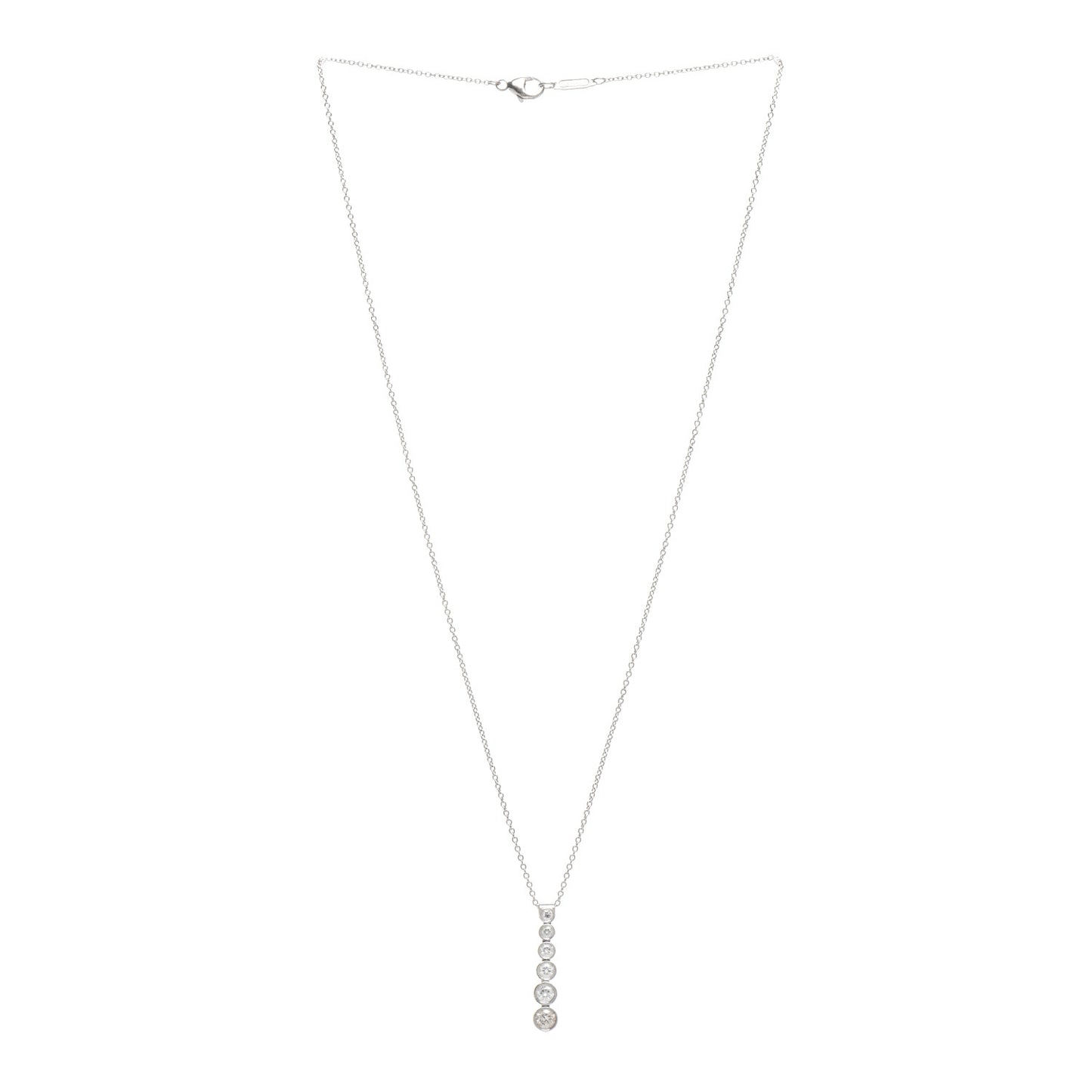 Platinum Diamond Jazz Graduated Drop Pendant Necklace