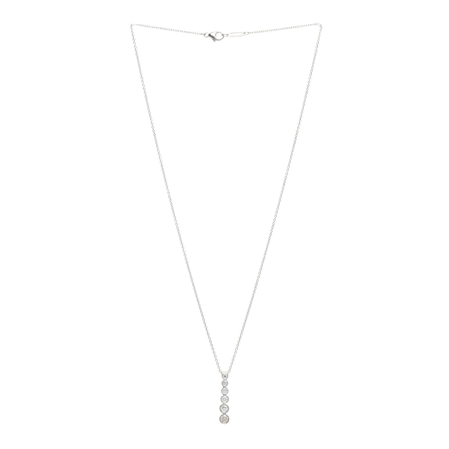 Tiffany Platinum Diamond Jazz Graduated Drop Pendant Necklace 3 of 4