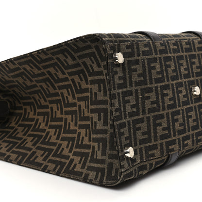 Fendi Recycled Fabric Jacquard Vitello Astro FF 1974 Shopping Tote Tobacco Moro Ebano 9 of 11