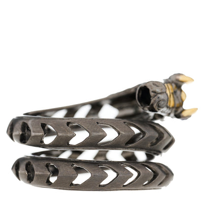 John Hardy Darkened Sterling Silver 18K Yellow Gold Blue Sapphire Black Spinel Naga Ring 55 7.25 6 of 7