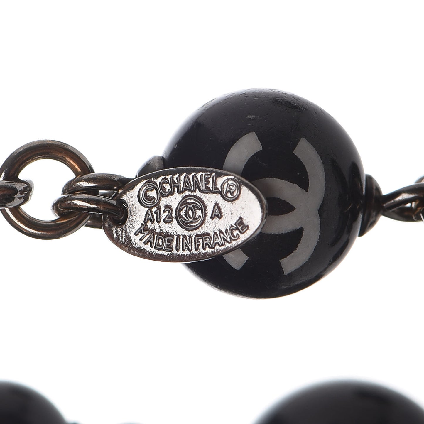 Ruthenium Camellia Bead CC Bracelet Black