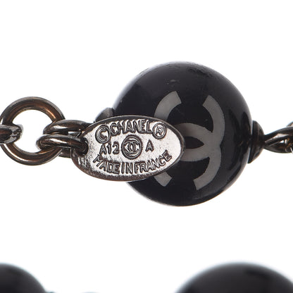 Chanel Ruthenium Camellia Bead CC Bracelet Black 4 of 10