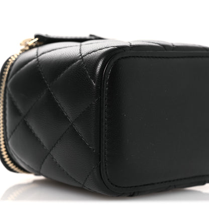 Chanel Lambskin Quilted Mini Pearl Crush Vanity Case With Chain Black 9 of 11