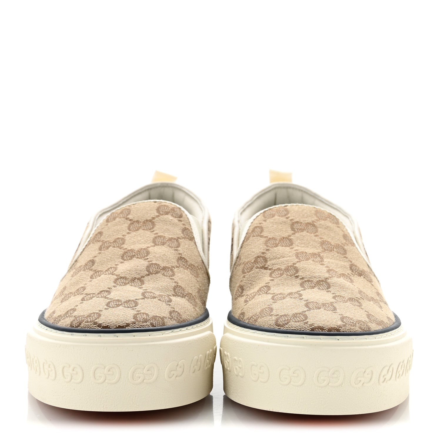 Gucci GG Monogram Womens 1977 Tennis Slip On 30mm Sneakers 39.5 Beige Ebony Mystic White 3 of 9