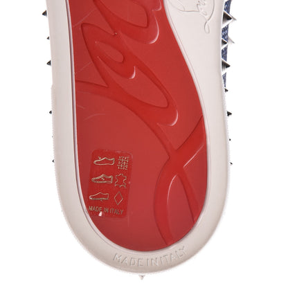 Christian Louboutin Womens Denim Lame Lux Spikes Pik Boat Flat 37 Silver 7 of 11