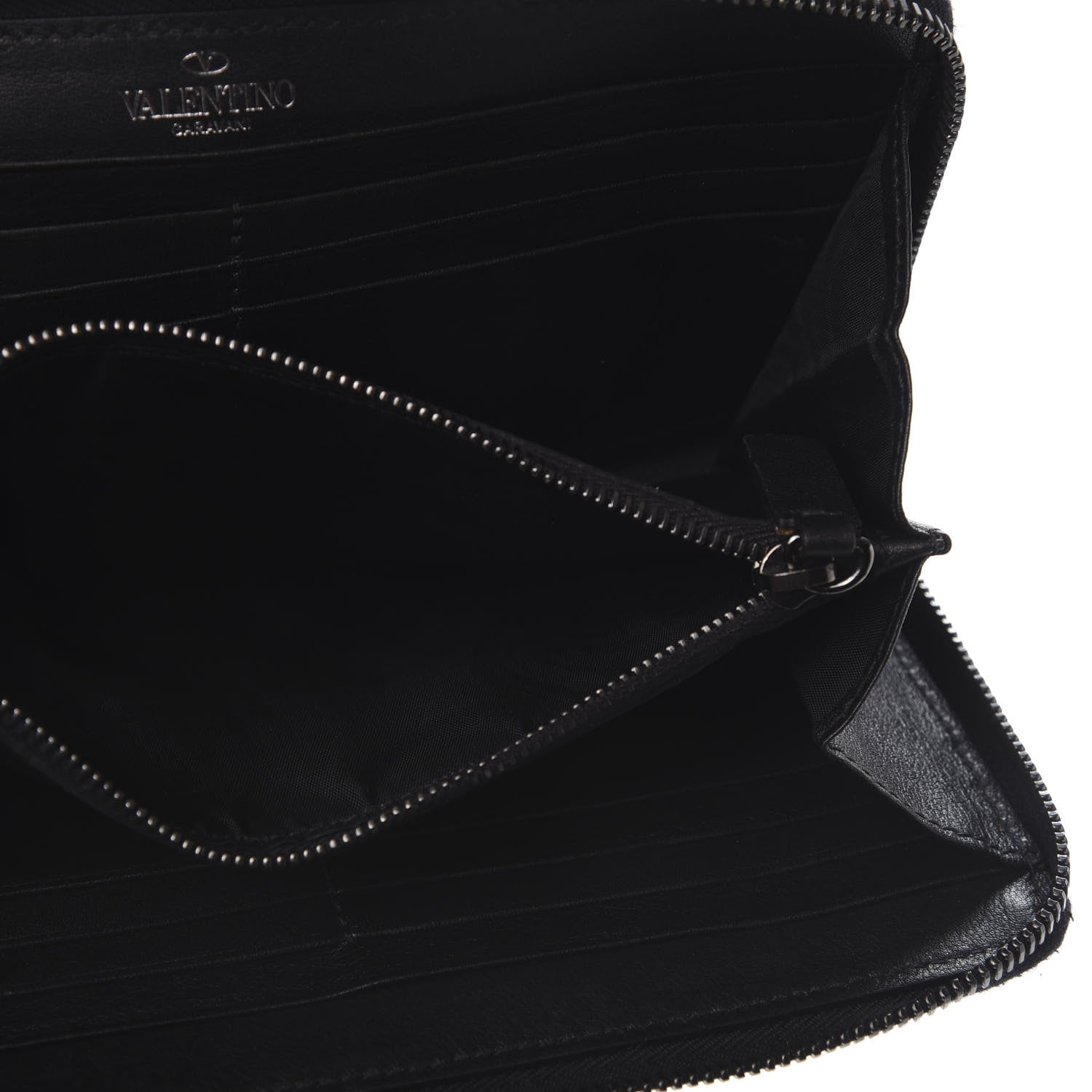 Valentino Garavani Calfskin Rockstud All Over Zip Around Wallet Black 9 of 12
