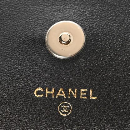 Chanel Lambskin Quilted Pearl Top Handle Clutch With Chain Black 6 of 11