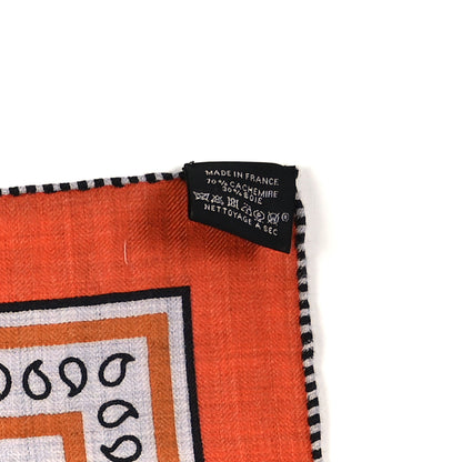Hermes Cashmere Silk Festival Des Amazones Shawl 140 Orange Gris Chine Black 3 of 3