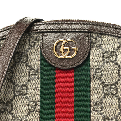 Gucci GG Supreme Monogram Textured Dollar Calfskin Web Small Ophidia Dome Shoulder Bag Beige Ebony New Acero 8 of 10