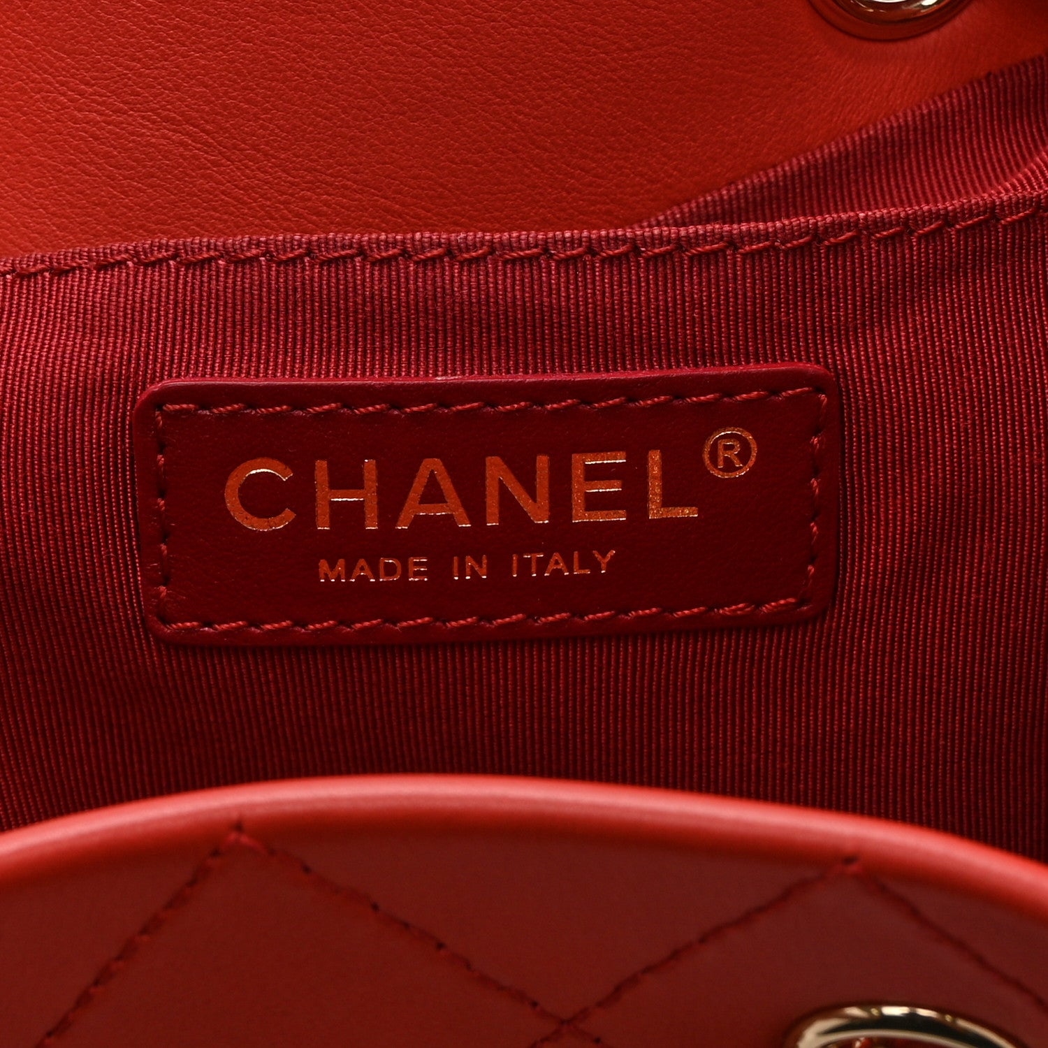 Chanel Calfskin Stitched Chain Bucket Bag Coral 6 of 10