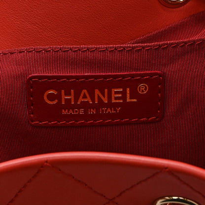 Chanel Calfskin Stitched Chain Bucket Bag Coral 6 of 10