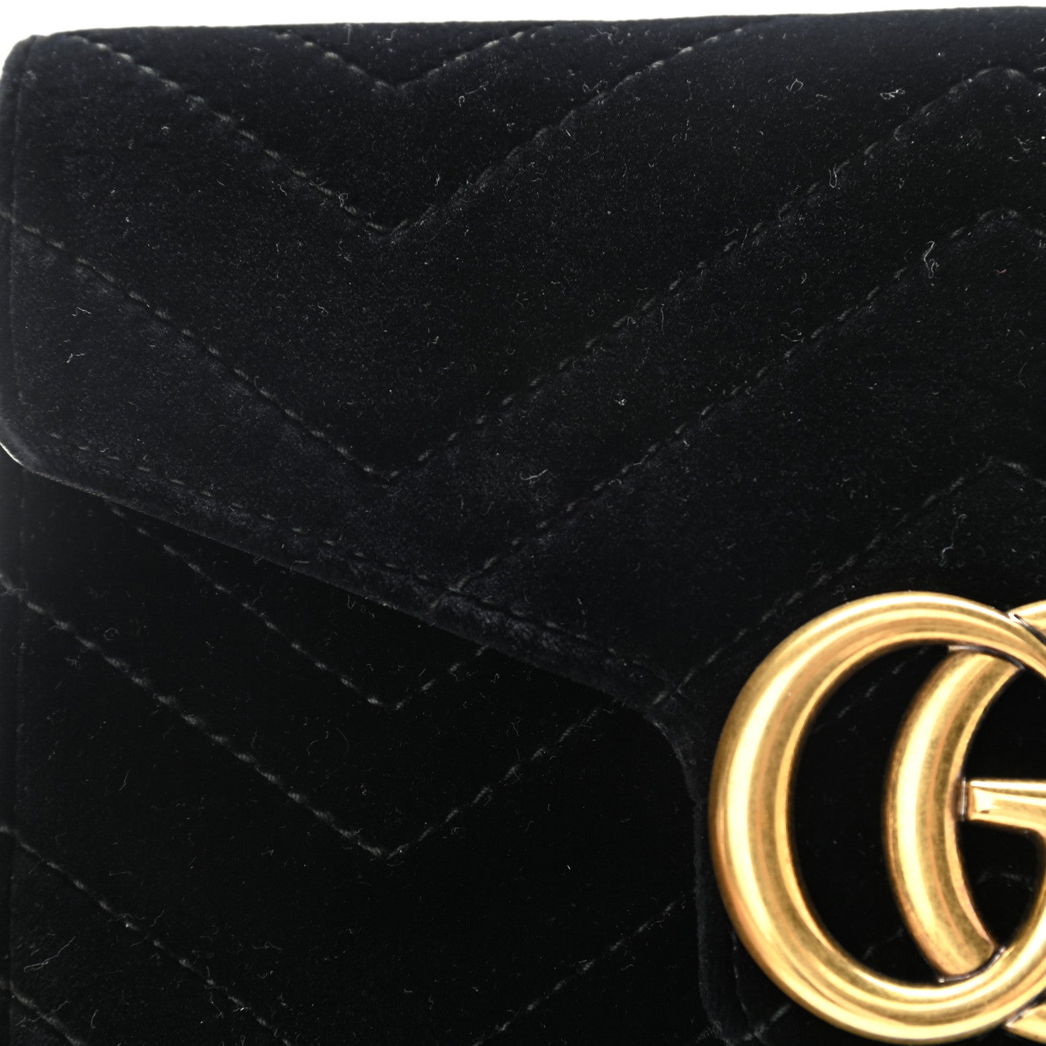 Gucci Velvet Matelasse GG Marmont Chain Wallet Black 13 of 14