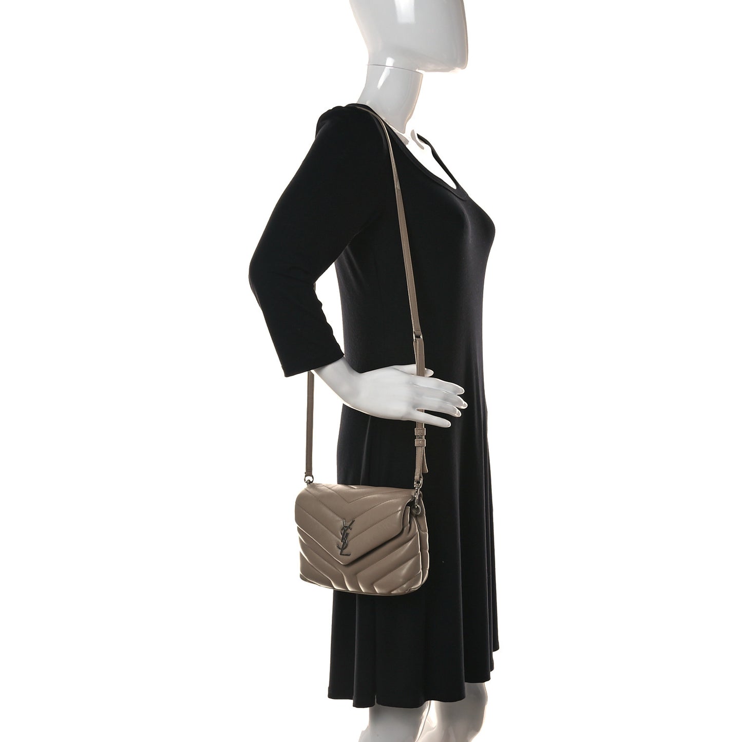 Calfskin Y Quilted Monogram Toy Loulou Crossbody Bag Dark Beige
