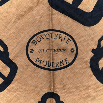 Hermes Cashmere Silk Bouclerie Moderne En Casaque Giant Triangle Scarf Caramel Caban 3 of 5