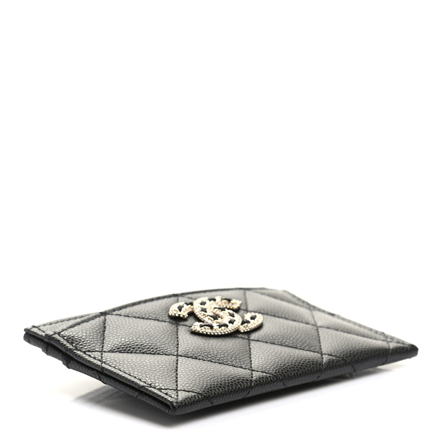 Chanel Caviar Quilted Crystal Card Holder Black 4 of 9