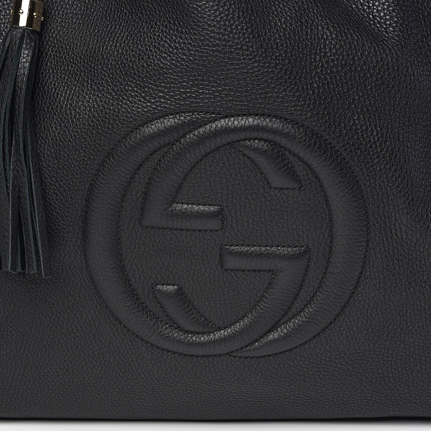 Pebbled Calfskin Large Soho Shoulder Bag Black