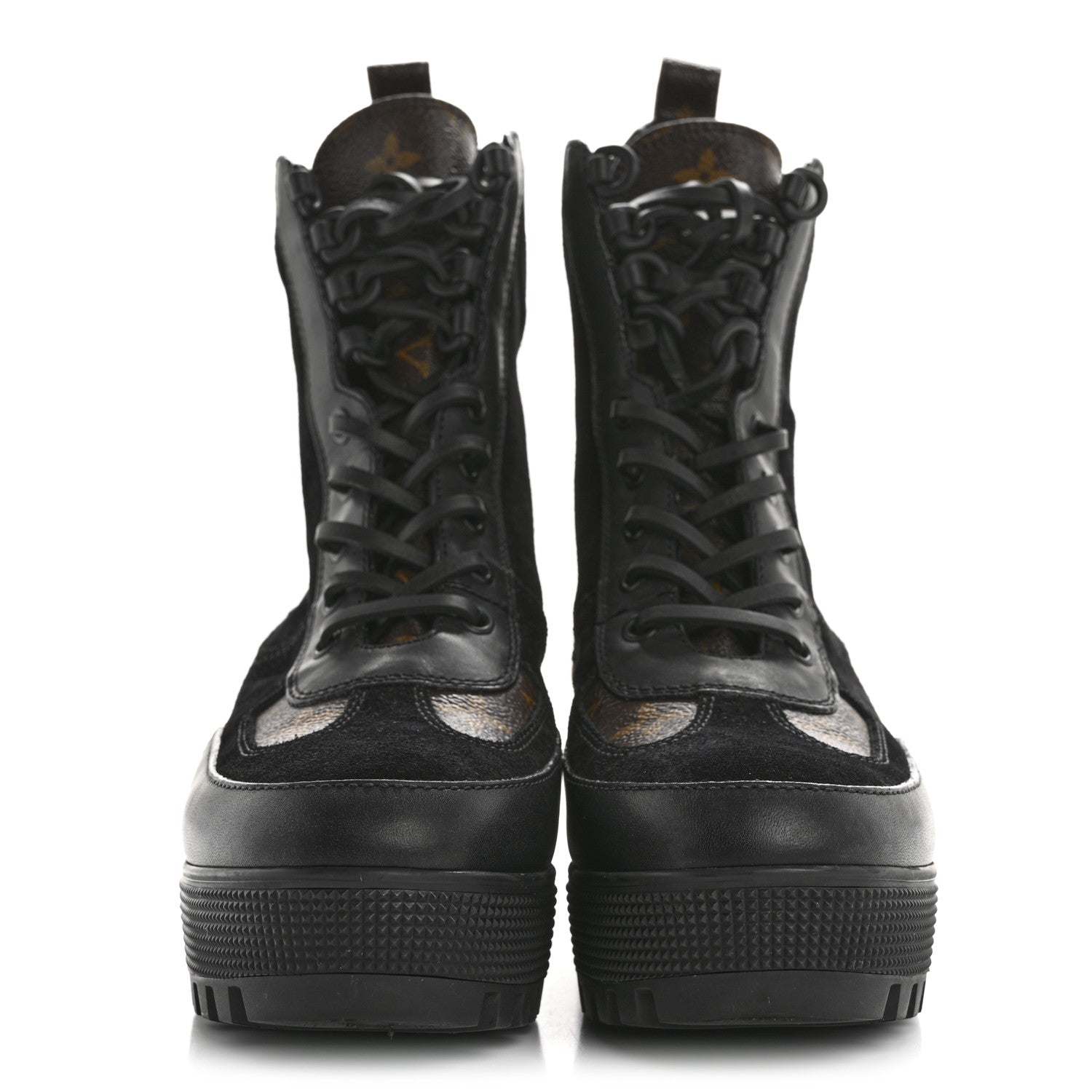 Louis Vuitton Suede Calfskin Monogram Laureate Platform Desert Boots 38 Black 3 of 11