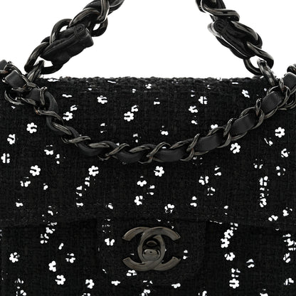 Chanel Tweed Sequin Quilted Double You Mini Flap So Black 8 of 11