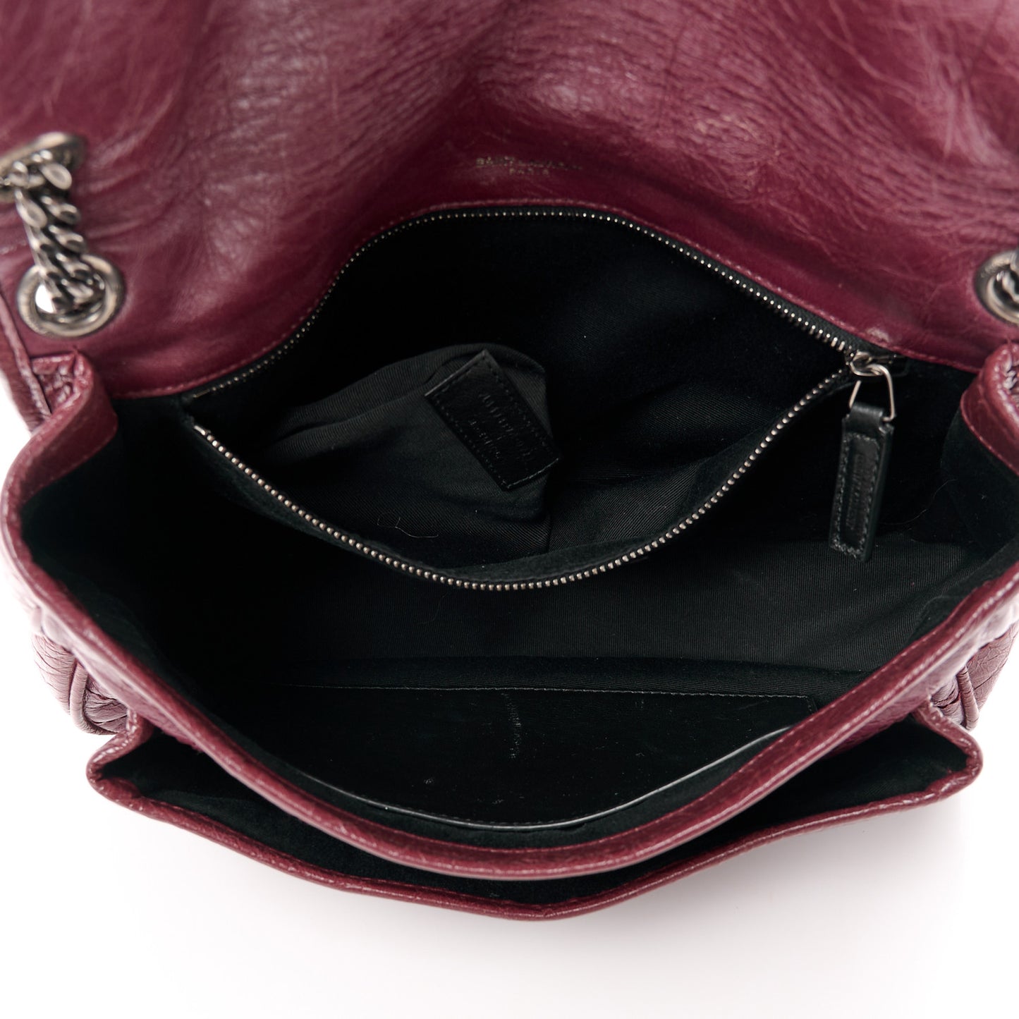 Crinkled Calfskin Matelasse Monogram Medium Niki Chain Satchel Rouge Legion