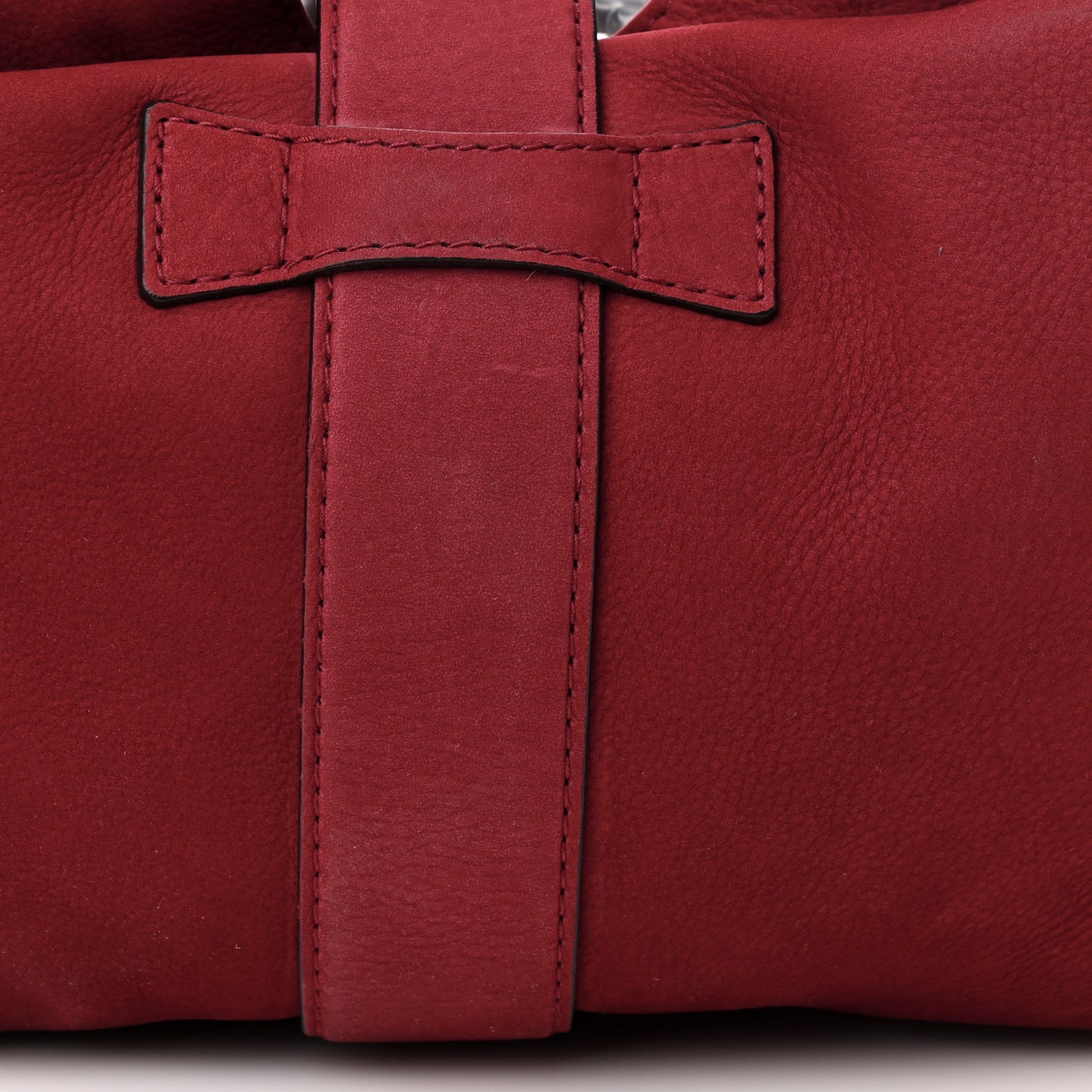 Nubuck Medium Soft Stirrup Shoulder Bag Red