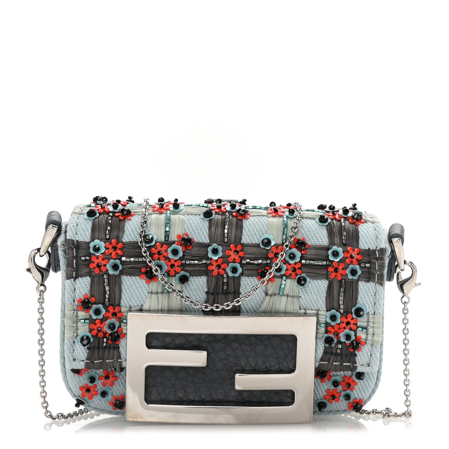 Fendi Canvas Crystal Flower Beaded Nano Baguette Charm Multicolor 1 of 9