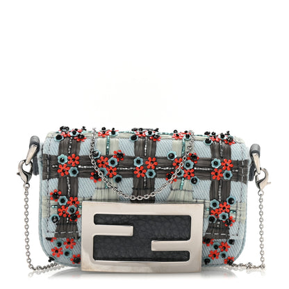 Fendi Canvas Crystal Flower Beaded Nano Baguette Charm Multicolor 1 of 9