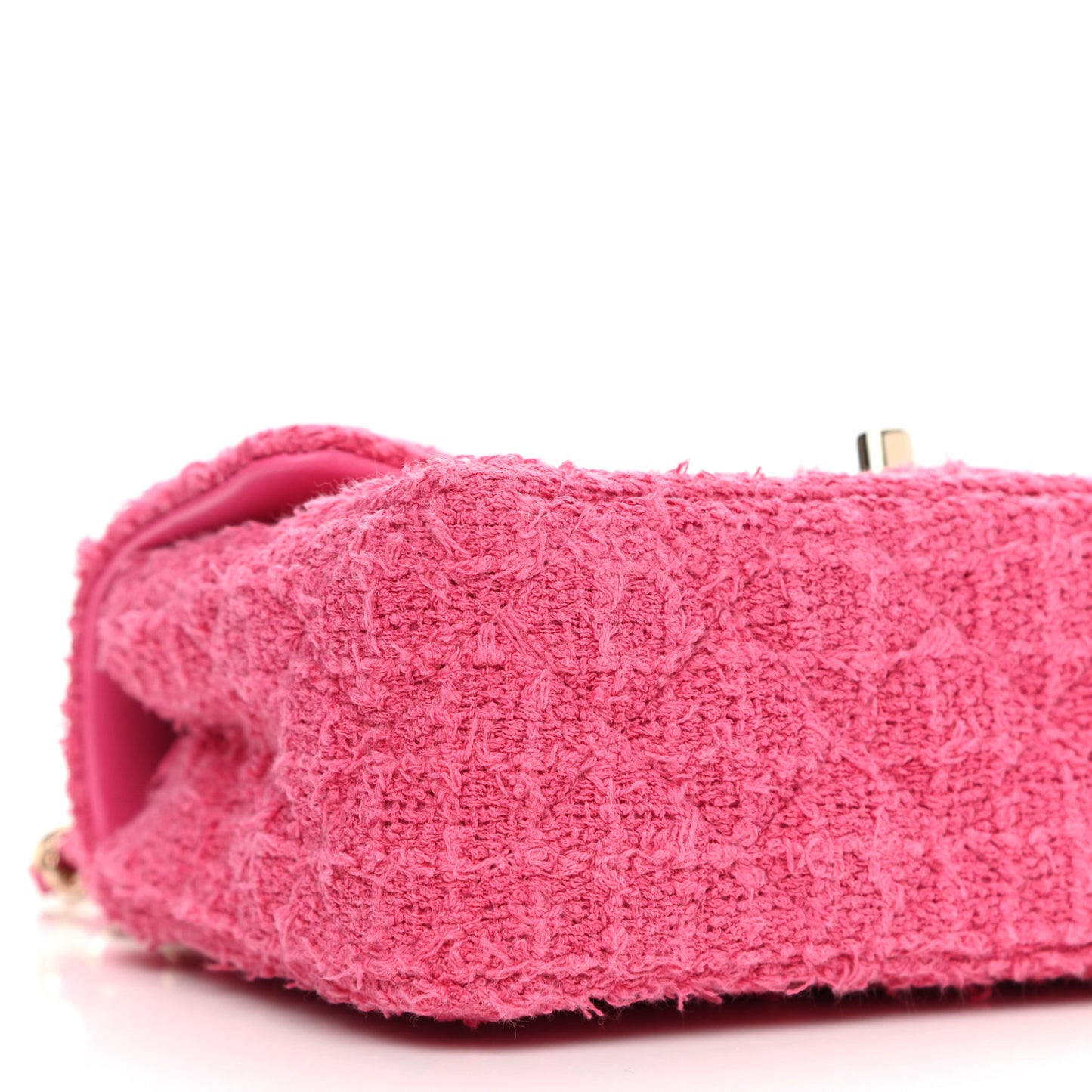 Wool Tweed Quilted Mini Rectangular Flap Dark Pink Fuchsia