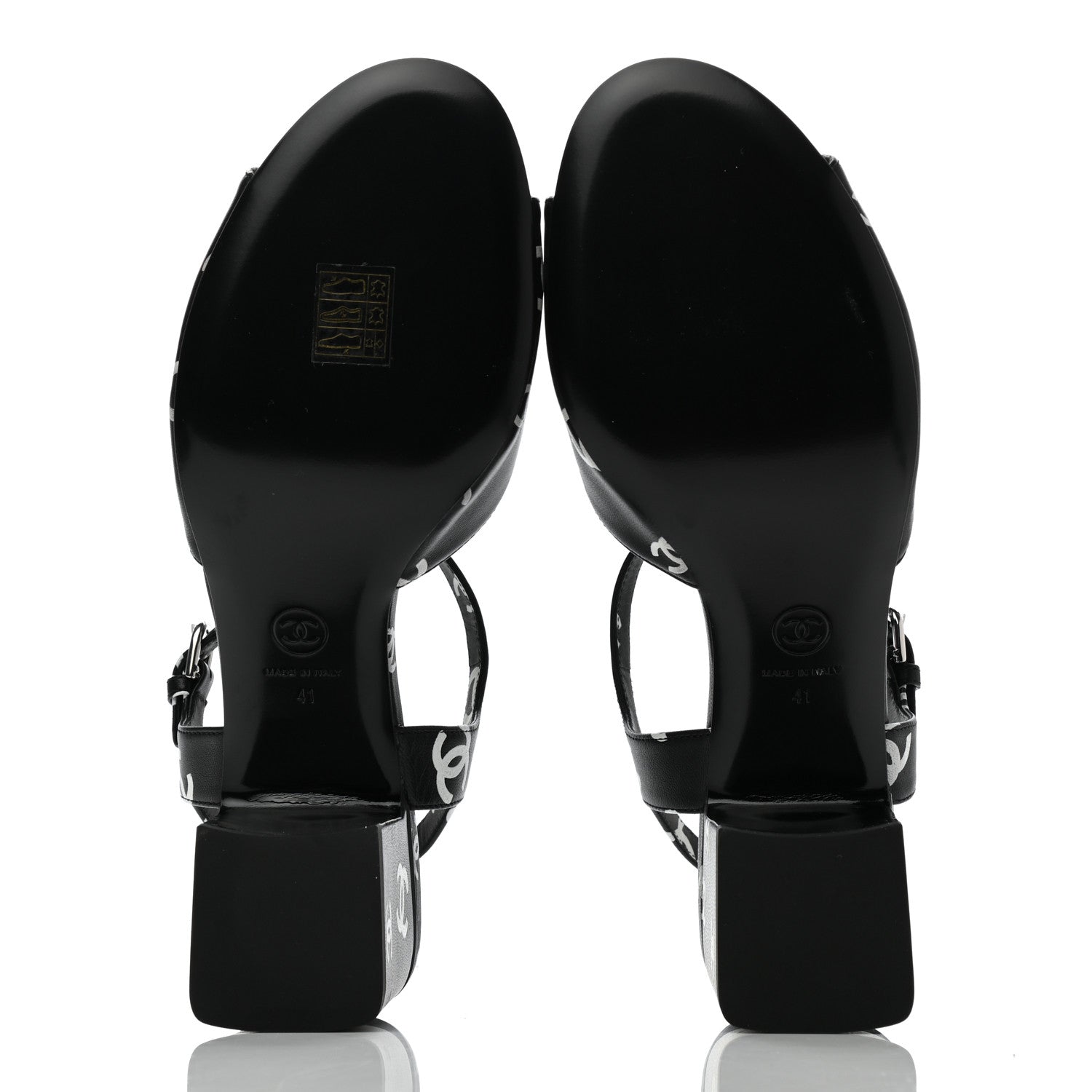 Chanel Lambskin Printed CC Sandals 41 Black White 5 of 9