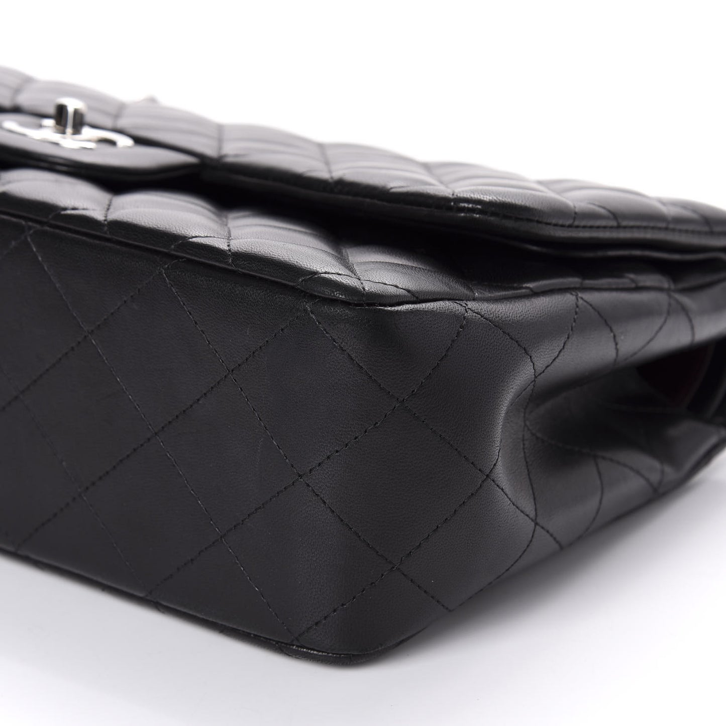 Lambskin Quilted Jumbo Double Flap Black