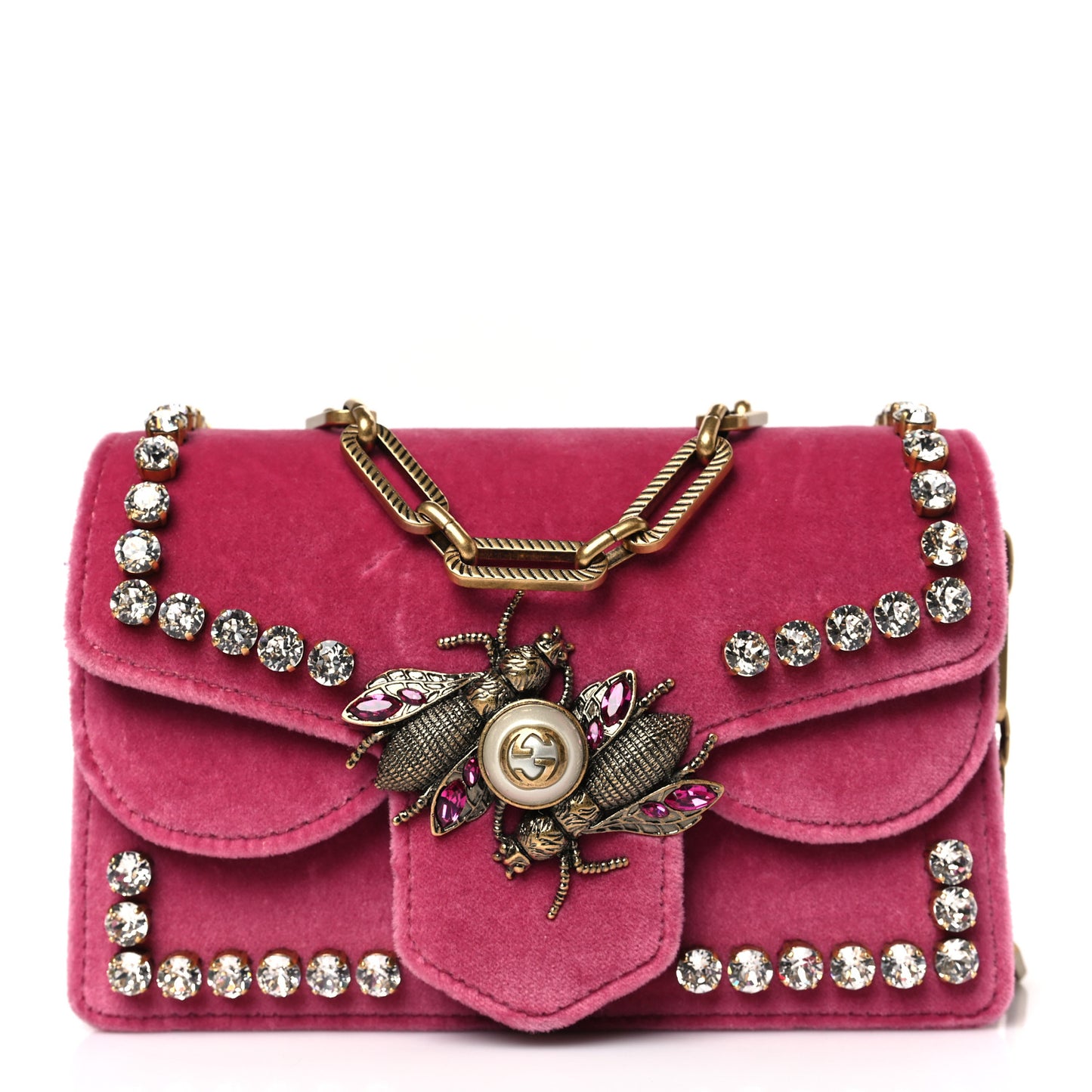 Velvet Crystal Mini Bee Broadway Shoulder Bag Light Raspberry Rose