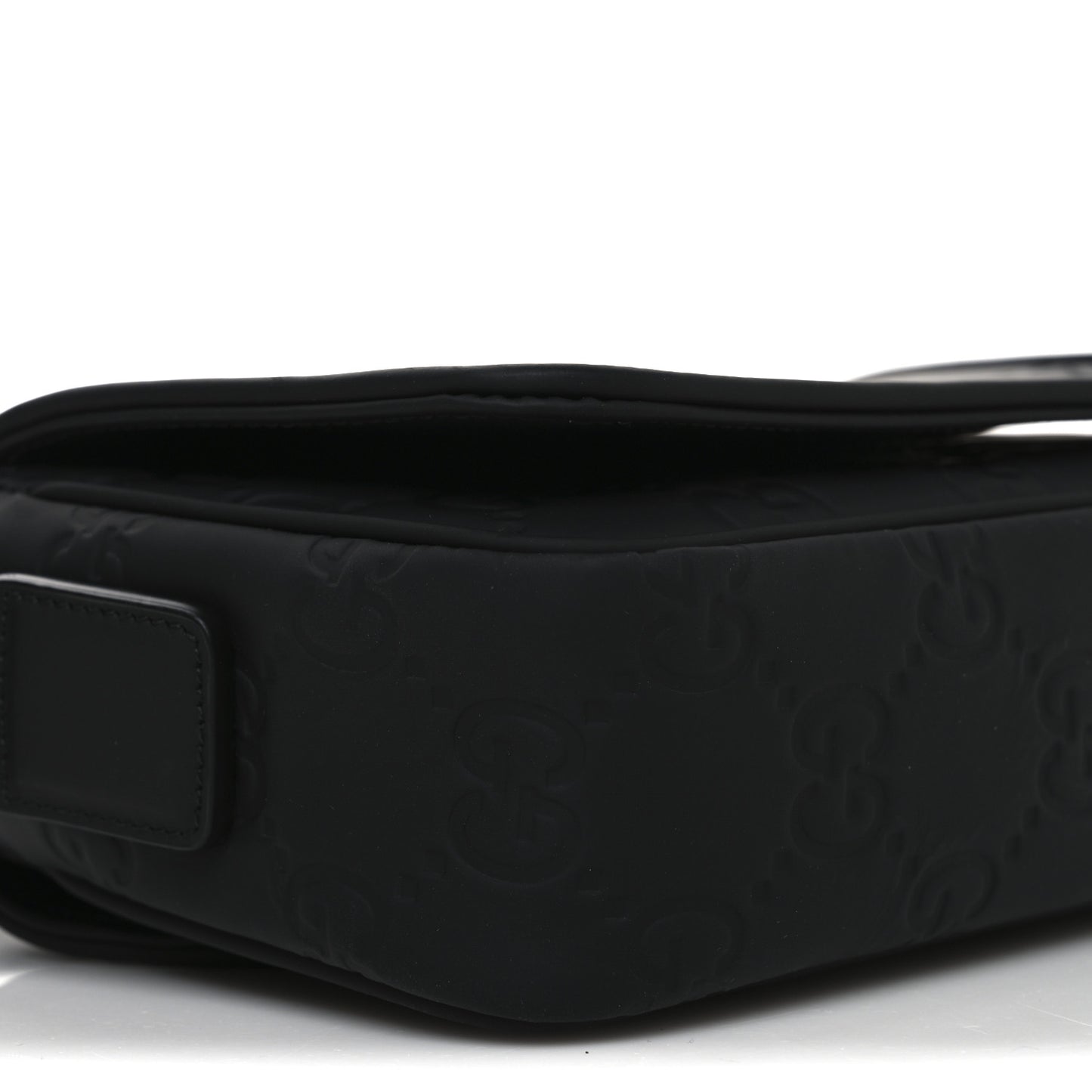 Rubber Effect Calfskin GG Mini Messenger Bag Black