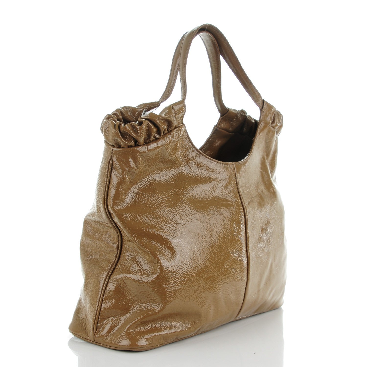 Saint Laurent Patent Calfskin Belle de Jour Cabas Tote Camel 3 of 7