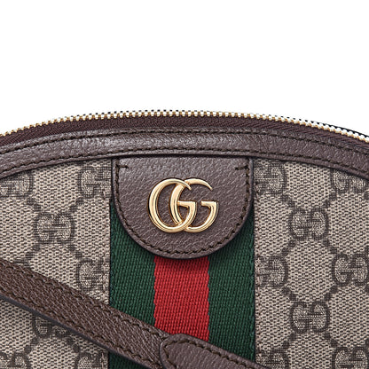 Gucci GG Supreme Monogram Textured Dollar Calfskin Web Small Ophidia Dome Shoulder Bag Beige Ebony New Acero 8 of 11