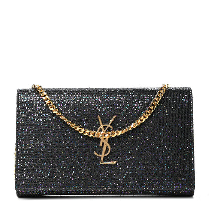 Saint Laurent Glitter Classic Monogram Chain Wallet Black Multicolor 1 of 10
