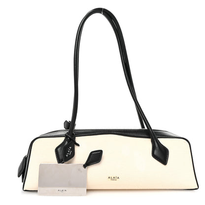 Alaia Canvas Calfskin Medium Le Teckel Bag Ecru 3 of 11